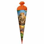 Motiv-Schultüte Löwe 70cm rund Rot(h)-Spitze Filzverschluss
