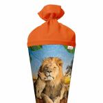 Motiv-Schultüte Löwe 70cm rund Rot(h)-Spitze Filzverschluss