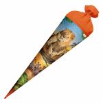 Motiv-Schultüte Löwe 70cm rund Rot(h)-Spitze Filzverschluss