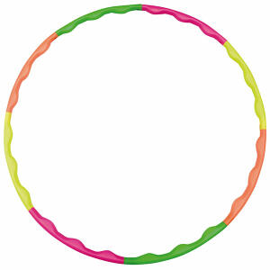 Hudora Hula Hoop Reifen  verstellbar Ø 60 bis 90cm, aus 8 Teilen zusammensteckbar, je 2 Teile in pink, gelb,, grün, orange, mit Massage-Noppen, für den Außenbereich, geeignet
