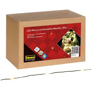 Lichterkette NewTec 80 Micro LED ww 8h Timer, warmweiß, 12,9m