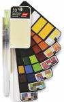 Aquarellfächer 33 Farben  mit Wassertankpinsel,...