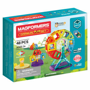 MAGFORMERS Magnetbausatz  CARNIVAL PLUS SET, CREATOR, 48 bunte magnetische Teile,, mögliche Bauvarianten zum Zusammenstecken auf der Rückseite,, 4 Karusselle, zur Förderung der geistigen Entwicklung,, aus Kunststoff mit starken Neodym Magneten, ab 3 Jahre