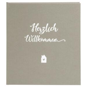 Goldbuch Gästebuch Herzlich Willkommen taupe