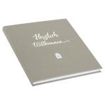 Goldbuch Gästebuch Herzlich Willkommen taupe