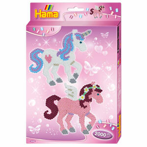 DAN IMPORT  Hama Perlen midi 2000er  Geschenkpackung Pferde, Inhalt: 1 Stiftplatte Pegasus Nr. 315, Motivvorlage,, Anleitung, Bügelpapier,, fördert Kreativität und Koordination von Augen und Hand,, ab 5 Jahren