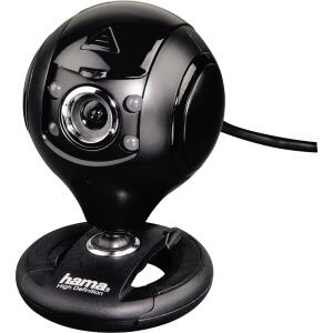 HAMA GMBH  HD Webcam Spy Protect  schwarz, Bild- und Videoauflösung 1280 x 720 Pixel,, max. 30 Bilder pro Sekunde, eingebautes Monomikrofon,, Schwenkbereich 360°, LED Beleuchtung, verschließbare Linse,, Hama