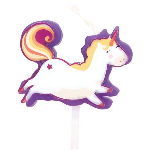 Motivkerze Einhorn gelb, zur Dekoration von Kuchen, Torten und mehr,