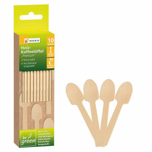 HEKU GMBH  Holzkaffeelöffel Premium  10 Stück 12cm be green, extra stabil, kompostierbar, aus Bambus, HEKU