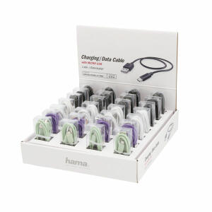 HAMA GMBH  Micro USB Kabel 0,75m  4fach sortiert, schwarz, weiß, lila, grün,, zum Laden und Synchronisieren von Geräten,, Micro USB auf Micro USB, Hama