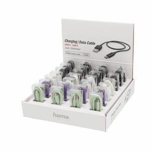 HAMA GMBH  USB Kabel Typ C 0,75m  4fach sortiert, schwarz, weiß, lila, grün,, zum Laden und Synchronisieren von Geräten,, Micro USB auf USB Typ-C, Hama