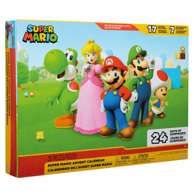 JOOJEE GMBH  Adventskalender 2021  Super Mario & Co., Inhalt: unterschiedliche Super Mario Charaktere, tolle, Accessoires, das Highlight: ausklappbare Spielkulisse,, mit goldenem Mario und Bullet Bill, Exclusiv, ab 3 Jahren,, joojee