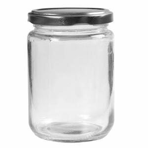 CREATIV COMPANY  Aufbewahrungsglas 24cm  6er transparent, Klarglasdose mit Schraubdeckel in Silbermetall