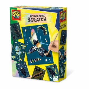 SES DEUTSCHLAND  SES Holographic Scratch  Kratzbilder 6er Insekten, Inhalt: 6 holografische Rubbelkarten,, hölzerner Rubbelstift, ab 3 Jahren