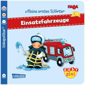 CARLSEN VERLAG  Baby Pixi 95 Meine  ersten Wörter. . .,  Meine ersten Wörter Einsatzfahrzeuge ,, Bildwörterbuch mit spannenden Fahrzeuge im Einsatz,, von Sabine Kraushaar, Material ist wasserfest, schadstoffgeprüft und reißfest,, 16 Seiten, ab 9 Monaten,