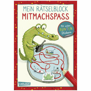 CARLSEN VERLAG  Mein Rätselblock  Mitmachspass, fröhlicher Rätselspaß zum Aus- und Weitermalen,, von Günther Jakobs,, mit Irrgärten, Fehlersuchen, Punkt-zu-Punkt-Aufgaben,, mit über 60 farbigen Stickern, 128 Seiten,, ab 5 Jahren, Carlsen Verlag