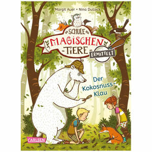 CARLSEN VERLAG  Die Schule der magischen  Tiere ermittelt. . ., Band 1, " Der Kokosnuss-Klau ",, von Margit Auer und Nina Dulleck,, vor einer Ausstellung wird das wertvollste Bild geklaut,, Eisbär Murphy ermittelt, 64 Seiten,, ab 6 Jahren, Carlsen Verlag