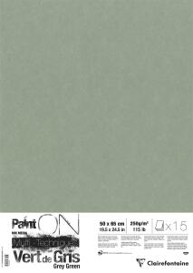Clairefontaine PaintOn gn/gr Pkg 15Bl 50x65 250g