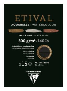 Clairefontaine Block Etival sw 2Körn A5 300g 15Bl
