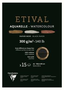 Clairefontaine Block ETIVAL sw 2körn A1 15Bl 300g