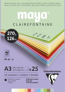 Clairefontaine Maya Block A3 270g Pastell sort