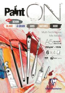 Clairefontaine PaintOn Block A5 250g sort 24Bl