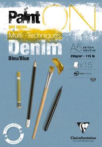 Clairefontaine Block PaintOn Denim 15Bl 250g A5