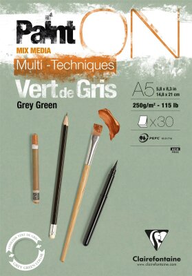 Clairefontaine Block PaintOn grüngrau A5 30Bl 250g