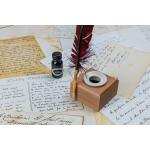 Herbin Tintenfass aus Porzellan, rund, Holz