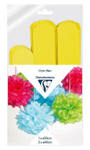 Clairefontaine Set Seide 3 Pompons Ø30x1 Ø40x2 gel