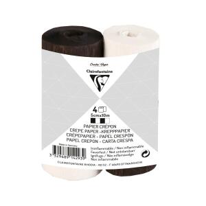 Clairefontaine 4xKreppband 5cmx10m sort. sw/w