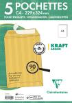 Clairefontaine Tasch Haftkl 229x324 Kraft 90g Pck 5