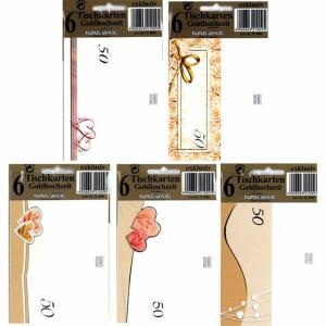 TAUN Tischkarten 6er Pack Goldhochzeit - exklusiv