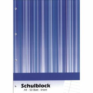 PVP Schulblock 4fach Loch u Rand A4 liniert 50 Blatt 70 g/m²