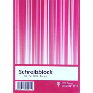 PVP Schreibblock A6 kariert 50 Blatt