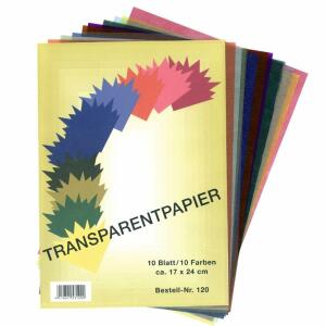 UHL Transparentpapier farbig 10 Blatt - 17 cm x 24 cm