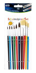 TSI Schulmalpinsel Haar+Borstenpinsel farbiger Stil 10er Set