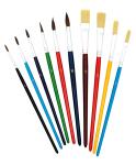 TSI Schulmalpinsel Haar+Borstenpinsel farbiger Stil 10er Set