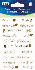 TSI Sticker Schmucketiketten "Versch. Grüße" 1 Bogen 8x12cm