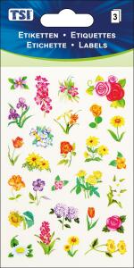 TSI Sticker Schmucketiketten "Blumen" 3 Bögen 8x12cm