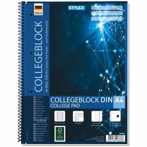STY Collegeblock mit Rand A4 liniert 80 Blatt perf.