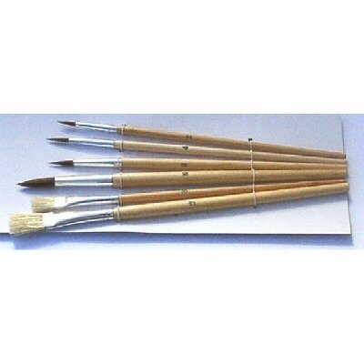 CMI Pinsel- Set 6er - Aquarell/ Borstenpinsel Naturholzstiel