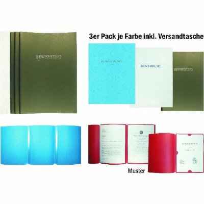CMI Bewerbungsmappen 3 teilig 3er Pack schwarz