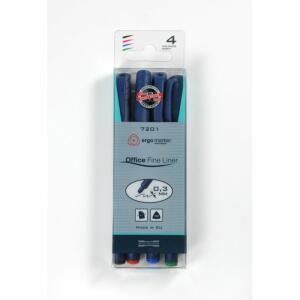 KOH Fineliner Office Liner 0,3 mm Spitze Kunststoff 4er