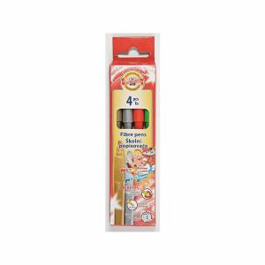 KOH Fasermaler 4er rot, grün, gold und silber Papp-Etui