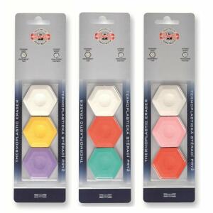 KOH Radiergummi Thermoplast Hexagon sortiert 3er Blister