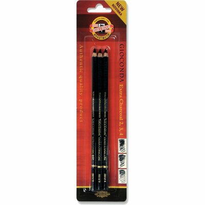 KOH Zeichenkohle Reißkohle ex Stift Härtegrad 2+3+4 schw 3er