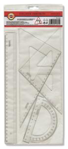 KOH Geometrie - Set 4 Teile 30 cm Lineal Linkshänder transp