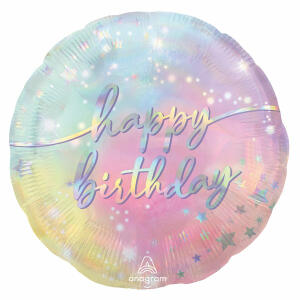 Folienballon Birthday  leuchtend 43cm rund, ab 8 Jahren, Amscan