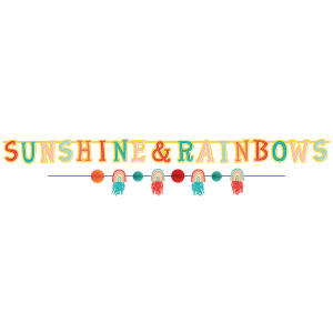 Banner Kit Retro Rainbow  2 Girlanden 150 und 176cm, Sunshine & Rainbows, ab 3 Jahren, Amscan